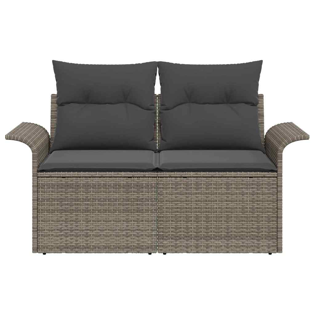 Gartensofa mit Kissen Grau 141 x 62 x 69cm Poly-Rattan